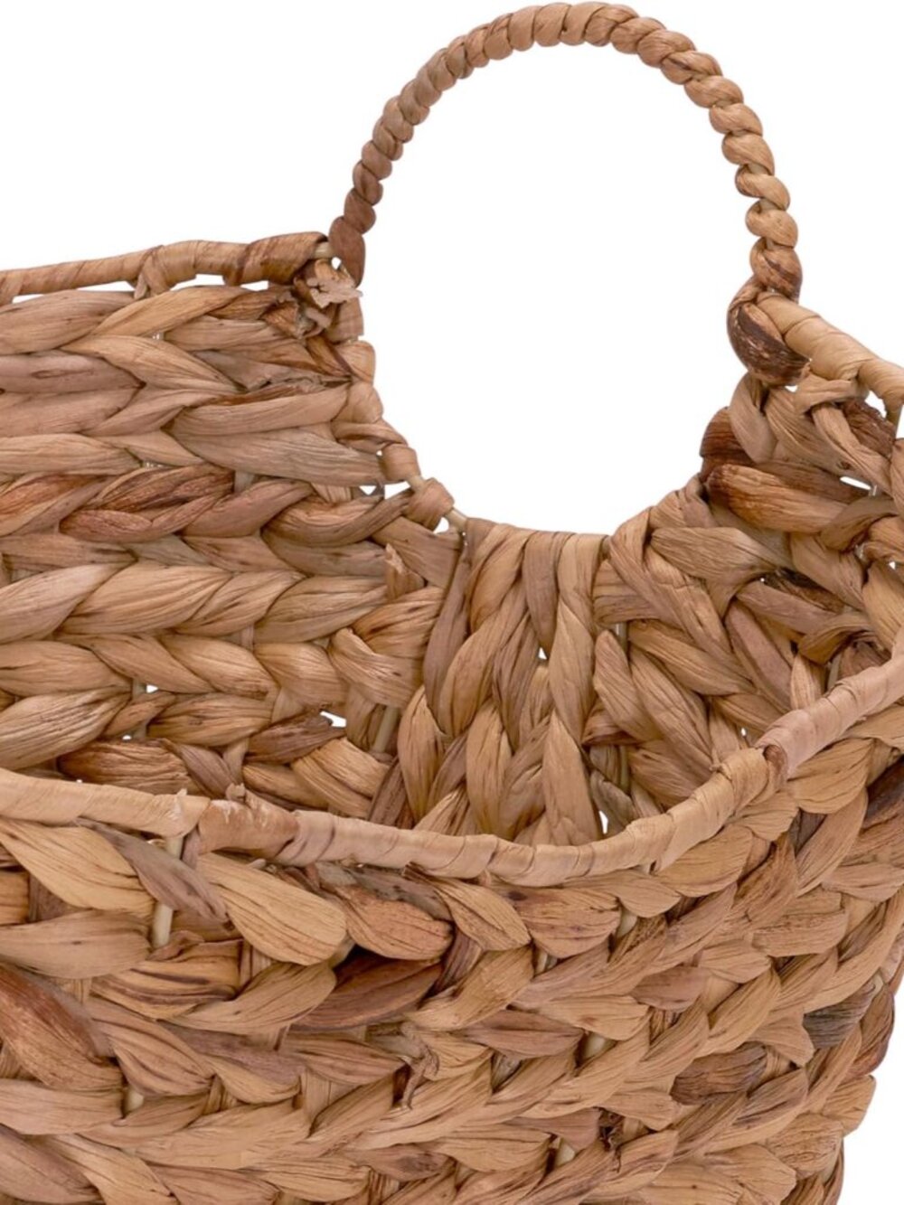 ML-4002 Tall Water Hyacinth Wicker Basket with Handles | Natural, Brown, Natural - Picture 7 of 11
